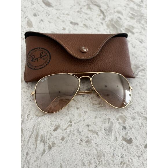 Ray-Ban Sunglasses  Aviator Gradient Gold Frame Light Brown Lens 58mm - Picture 1 of 8